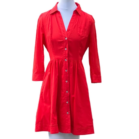 Moulinette Soeurs Dresses & Skirts - Moulinette Soeurs Red Short and Long Sleeve Dress Button Very Cute